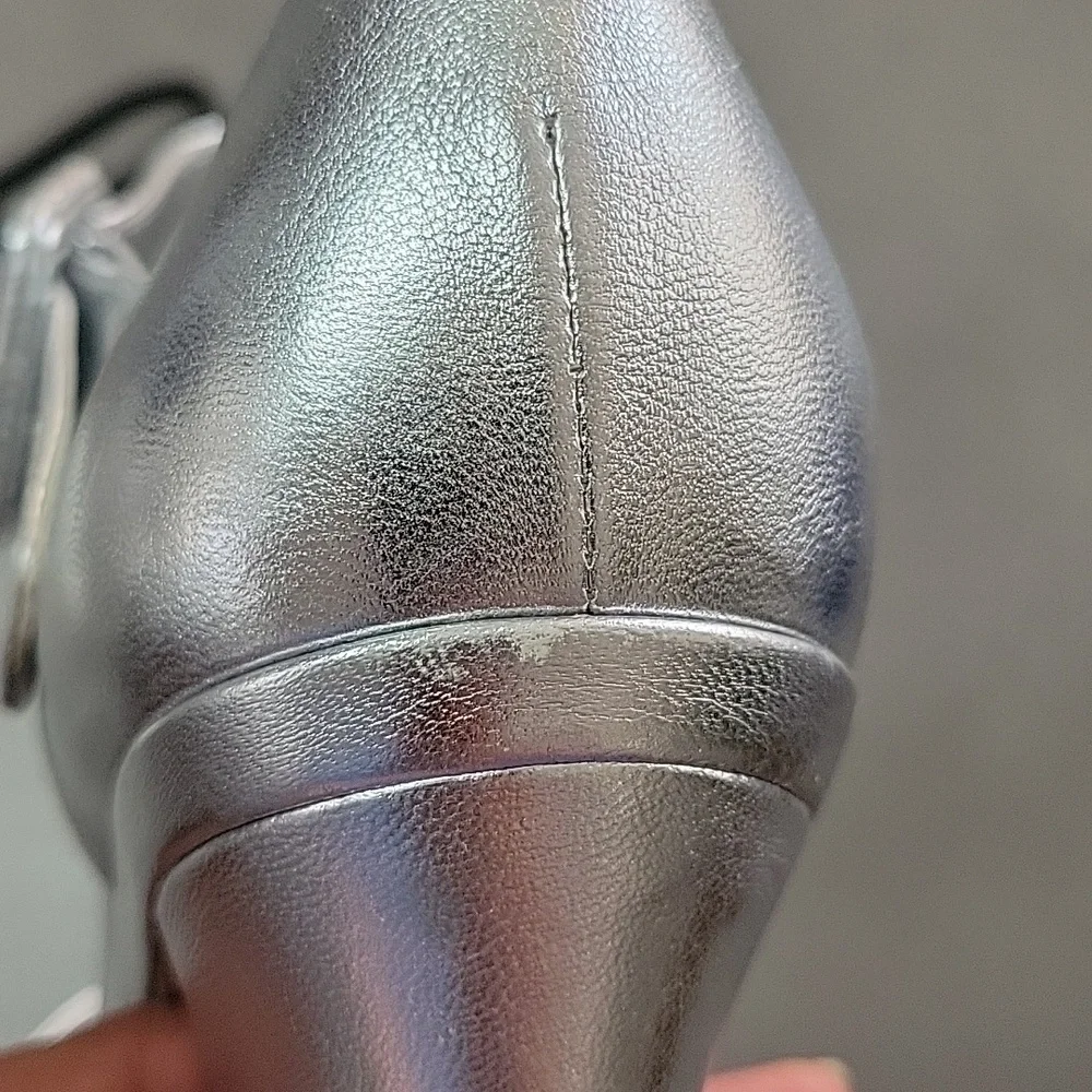 Miu Miu Metallic silver leather platform sandals Size 36